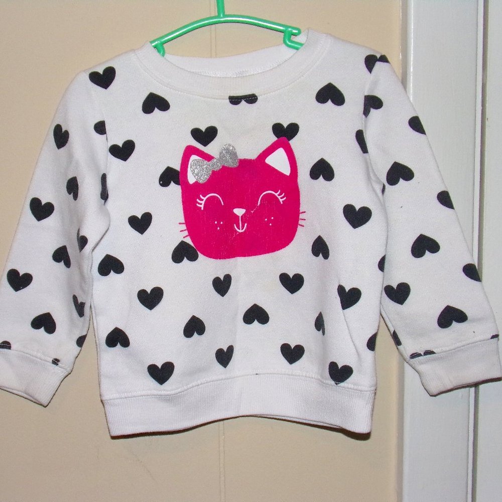 18M white kitten sweatshirt